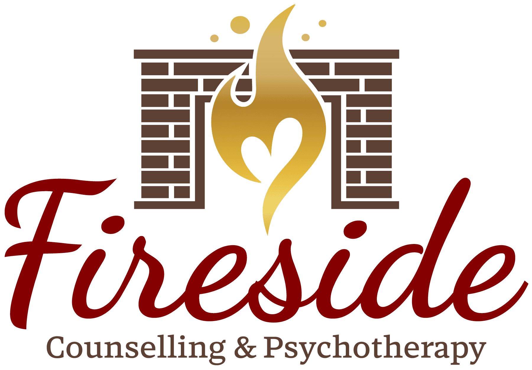 A logo for fireside counseling and psychotherapy.